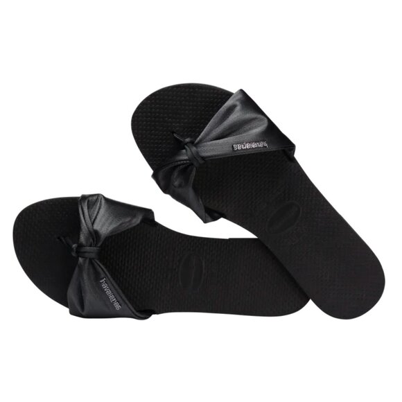 Havaianas Black St.Tropez Lush Thong Flip Flops in Size 9 - Picture 3 of 5